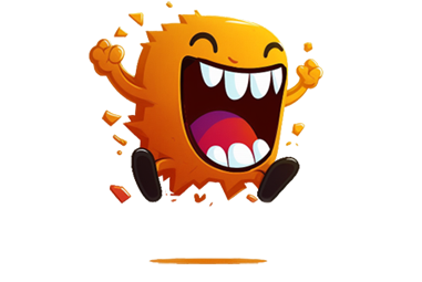 Happy Manic mascot — energetic orange character